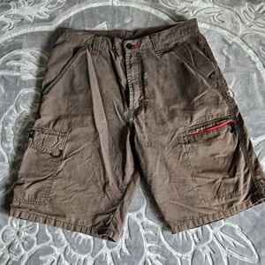 Wrangler Brown Cargo Shorts with Red Accent
